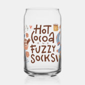 Cozy Hot Cocoa en Fuzzy Sokken Ontwerp Blikvorm Glas (Voorkant)