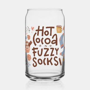 Cozy Hot Cocoa en Fuzzy Sokken Ontwerp Blikvorm Glas