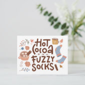 Cozy Hot Cocoa en Fuzzy Sokken Ontwerp Briefkaart (Staand voorkant)