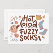 Cozy Hot Cocoa en Fuzzy Sokken Ontwerp Briefkaart (Voorkant / Achterkant)