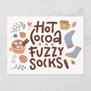 Cozy Hot Cocoa en Fuzzy Sokken Ontwerp Briefkaart