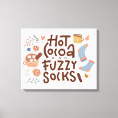 Cozy Hot Cocoa en Fuzzy Sokken Ontwerp Canvas Afdruk (Voorkant)