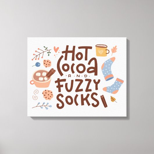 Cozy Hot Cocoa en Fuzzy Sokken Ontwerp Canvas Afdruk (Voorkant)