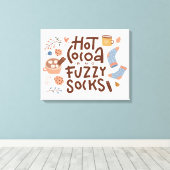 Cozy Hot Cocoa en Fuzzy Sokken Ontwerp Canvas Afdruk (Insitu (Houten vloer))