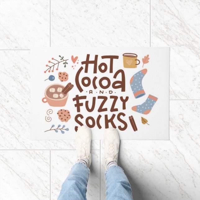 Cozy Hot Cocoa en Fuzzy Sokken Ontwerp Deurmat (Binnen)