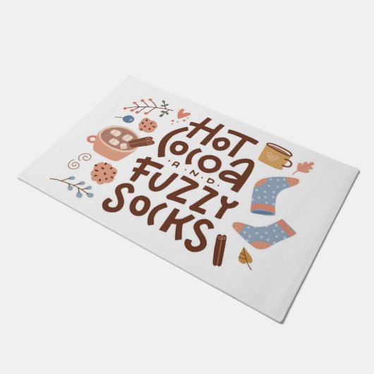 Cozy Hot Cocoa en Fuzzy Sokken Ontwerp Deurmat (Schuin)