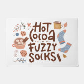 Cozy Hot Cocoa en Fuzzy Sokken Ontwerp Deurmat (Voorkant)