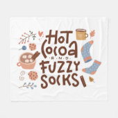 Cozy Hot Cocoa en Fuzzy Sokken Ontwerp Fleece Deken (Voorkant (Horizontaal))