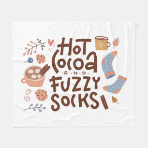 Cozy Hot Cocoa en Fuzzy Sokken Ontwerp Fleece Deken
