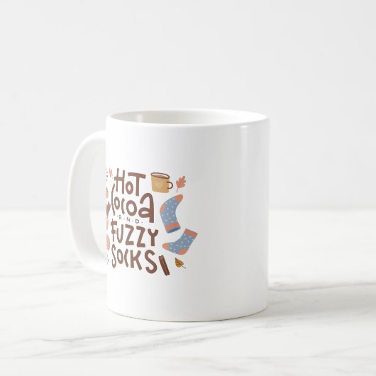 Cozy Hot Cocoa en Fuzzy Sokken Ontwerp Koffiemok (Voorkant links)