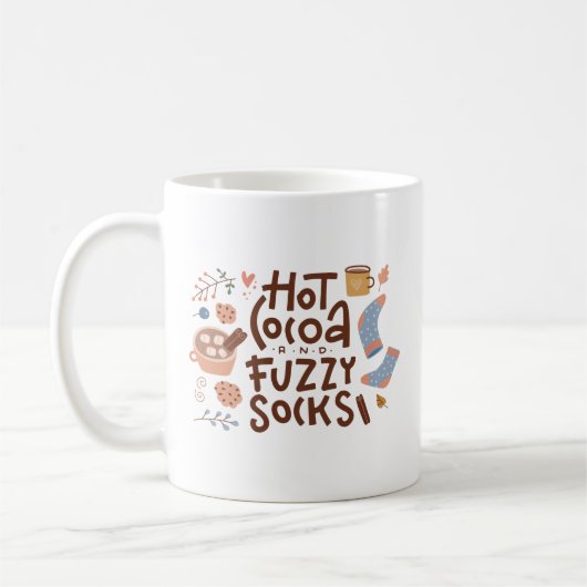 Cozy Hot Cocoa en Fuzzy Sokken Ontwerp Koffiemok (Links)