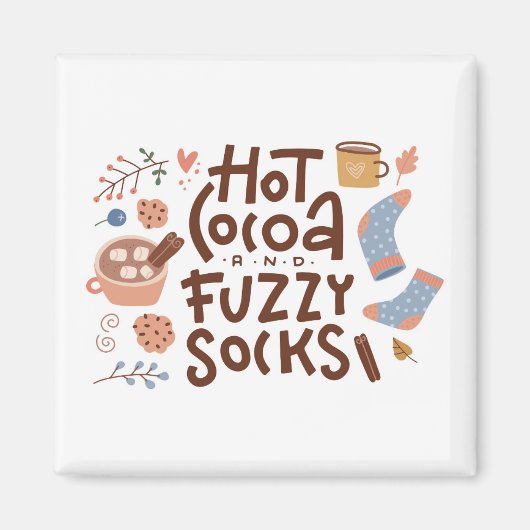 Cozy Hot Cocoa en Fuzzy Sokken Ontwerp Magneet (Voorkant)