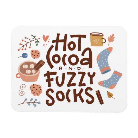 Cozy Hot Cocoa en Fuzzy Sokken Ontwerp Magneet (Horizontaal)