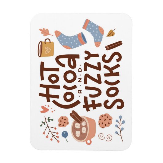 Cozy Hot Cocoa en Fuzzy Sokken Ontwerp Magneet (Verticaal)