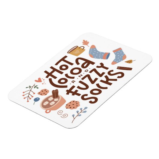 Cozy Hot Cocoa en Fuzzy Sokken Ontwerp Magneet (Linkerzijde)