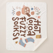 Cozy Hot Cocoa en Fuzzy Sokken Ontwerp Sherpa Deken (Voorkant)