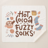 Cozy Hot Cocoa en Fuzzy Sokken Ontwerp Sherpa Deken (Voorkant (horizontaal))