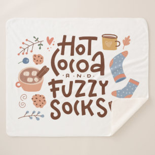 Cozy Hot Cocoa en Fuzzy Sokken Ontwerp Sherpa Deken