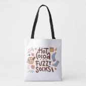 Cozy Hot Cocoa en Fuzzy Sokken Ontwerp Tote Bag (Voorkant)