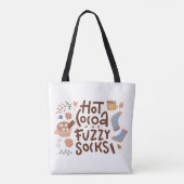 Cozy Hot Cocoa en Fuzzy Sokken Ontwerp Tote Bag (Achterkant)