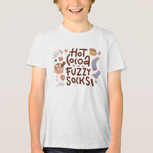 Cozy Hot Cocoa en Fuzzy Sokken Ontwerp Tri-Blend Shirt (Voorkant)