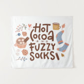 Cozy Hot Cocoa en Fuzzy Sokken Ontwerp Wandkleed (Voorkant (horizontaal))