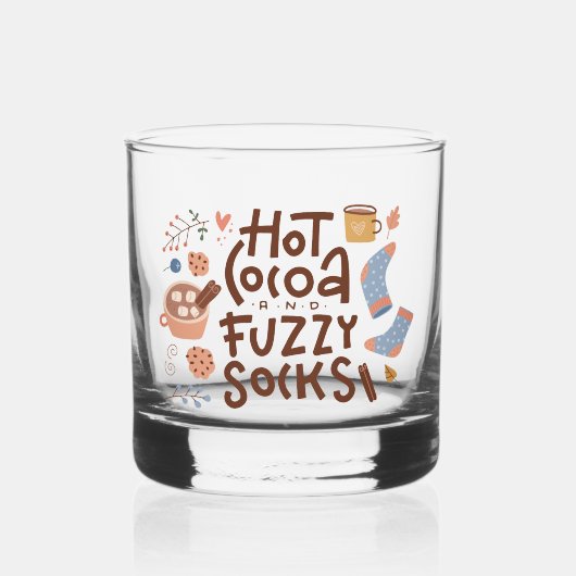 Cozy Hot Cocoa en Fuzzy Sokken Ontwerp Whisky Glas (Voorkant)