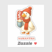 Cozy Hot Cocoa Goose Kerstmis Sticker (Vel)