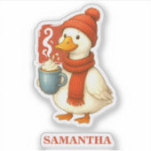 Cozy Hot Cocoa Goose Kerstmis Sticker (Voorkant)