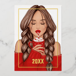 Cozy Hot Cocoa Kerstmis Folie Feestdagenkaart