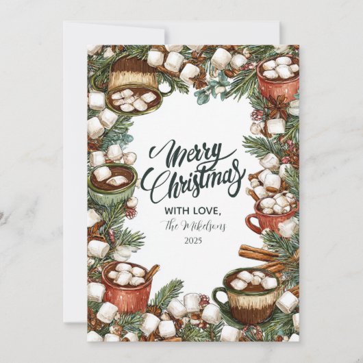 Cozy Hot Cocoa Mok Vrolijk Kerstfeest Feestdagenkaart (Voorkant)