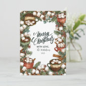 Cozy Hot Cocoa Mok Vrolijk Kerstfeest Feestdagenkaart (Staand voorkant)