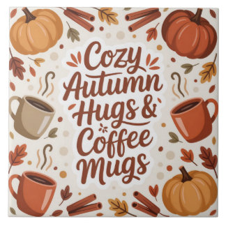 Cozy Hugs and Coffee Autumn Boho Tegeltje
