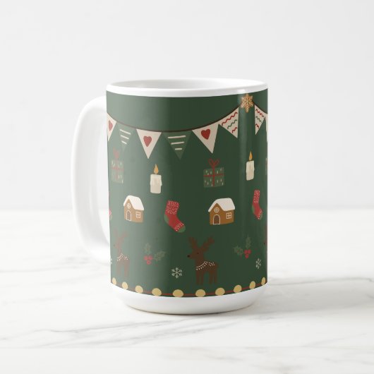 Cozy Hygge Holiday Reindeer & Gingerbread Mug Koffiemok (Voorkant links)