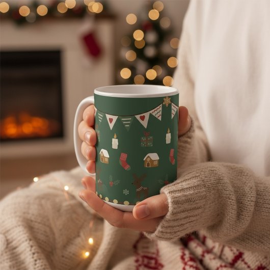 Cozy Hygge Holiday Reindeer & Gingerbread Mug Koffiemok