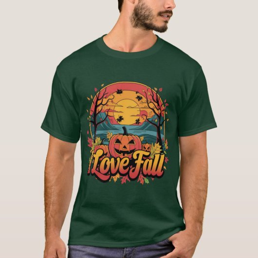 Cozy I Love Fall design with carved pumpkin and su T-shirt (Voorkant)