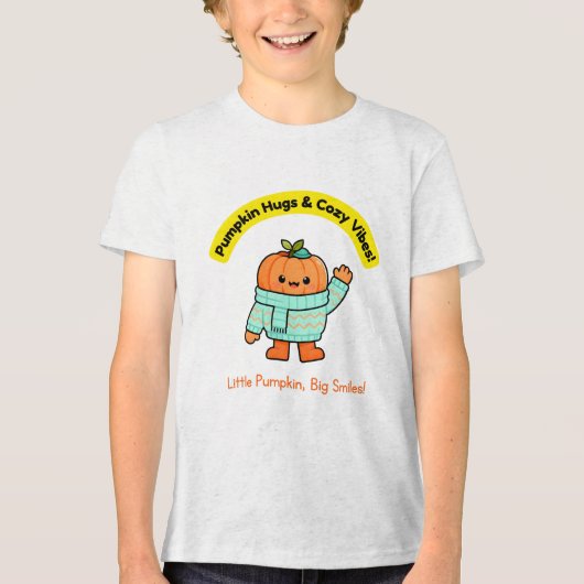 Cozy Kawaii Pumpkin Autumn Vibes Tri-Blend Shirt (Voorkant)