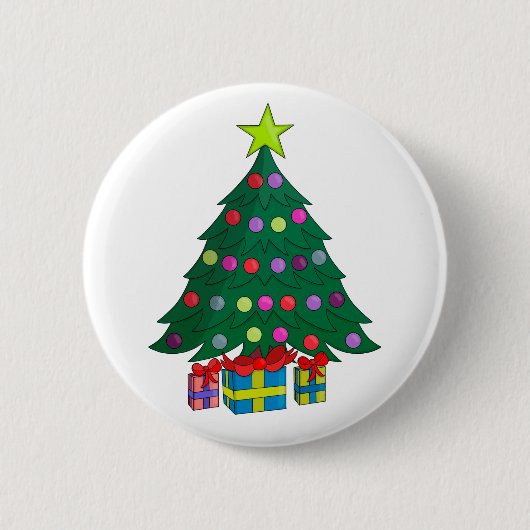 Cozy kerstboom ronde button 5,7 cm (Voorkant)