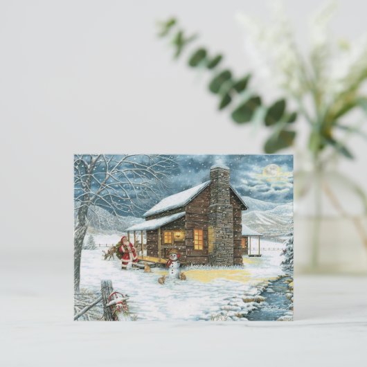 Cozy KerstCabin Briefkaart (Staand voorkant)