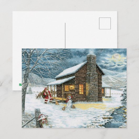 Cozy KerstCabin Briefkaart (Voorkant / Achterkant)