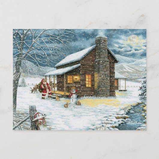 Cozy KerstCabin Briefkaart (Voorkant)