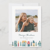 Cozy Kerstdorp Foto Feestdagenkaart (Voorkant)