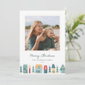 Cozy Kerstdorp Foto Feestdagenkaart (Staand voorkant)