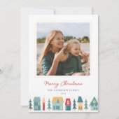 Cozy Kerstdorp Foto Feestdagenkaart (Voorkant)