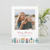 Cozy Kerstdorp Foto Feestdagenkaart (Staand voorkant)