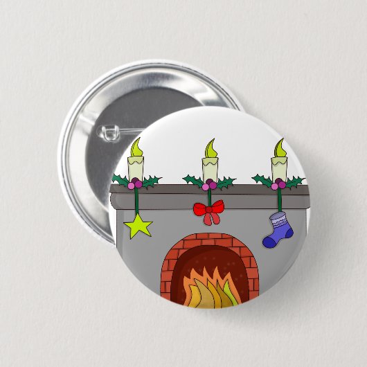 Cozy Kersthaard Ronde Button 5,7 Cm (Voorkant /achterkant)