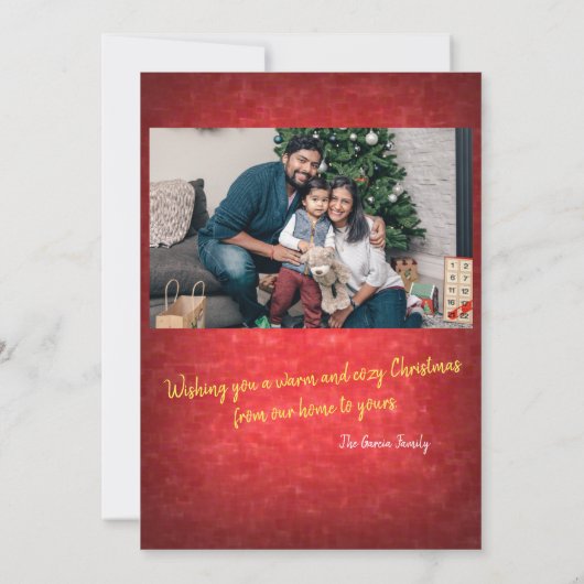 Cozy Kerstmis Fuzzy Socket, Warm Glow Fireplace Kaart (Achterkant)