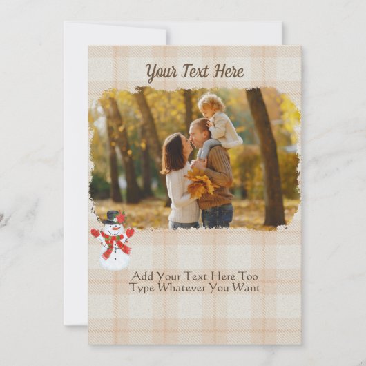 Cozy Kerstmis met Tartan Tan Neutral Snowman Kaart (Voorkant)