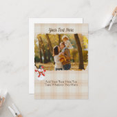 Cozy Kerstmis met Tartan Tan Neutral Snowman Kaart (Voorkant / Achterkant in situ)