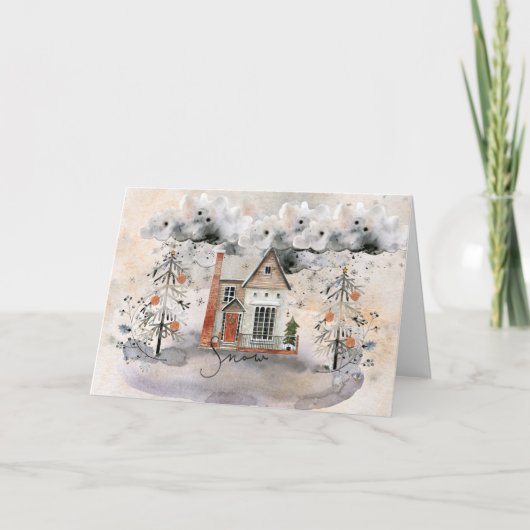 Cozy Kerstmis Thuis Wenskaart Feestdagen Kaart (Voorkant)